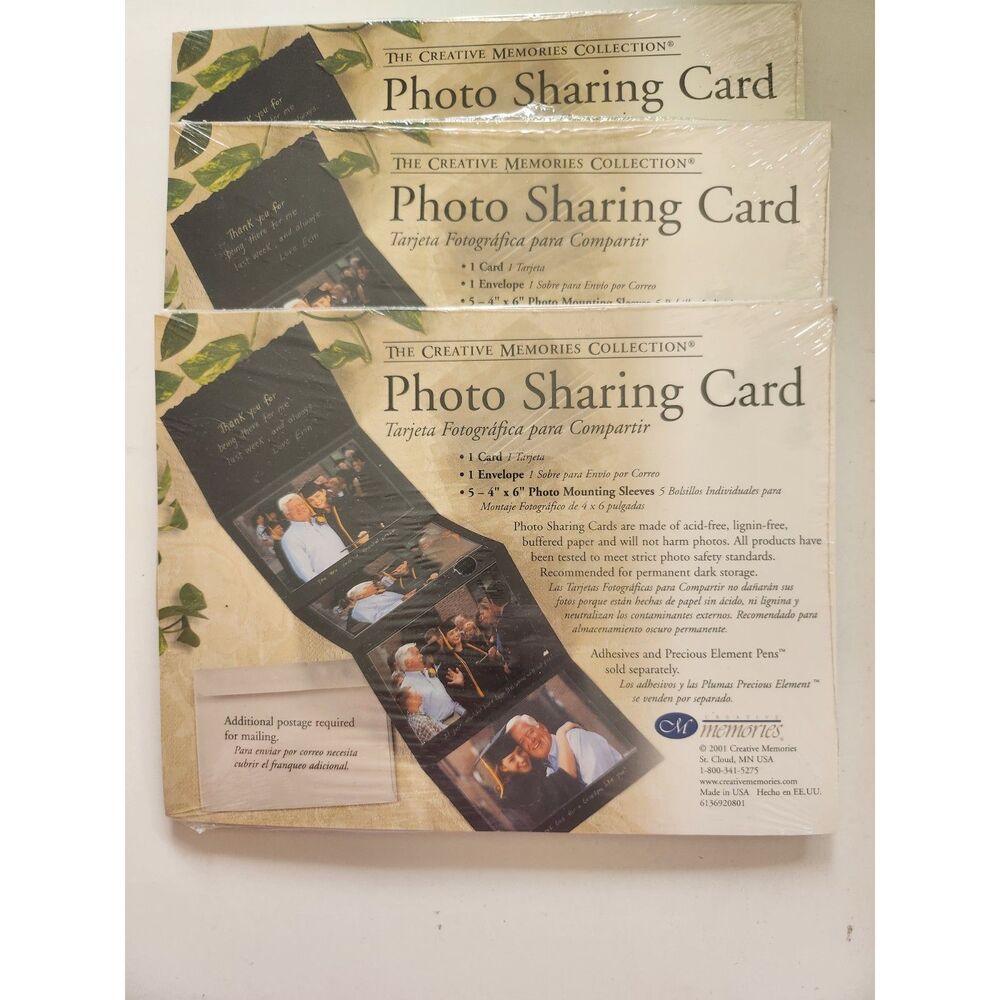 3 Creative Memories Photo Sharing Cards B9
